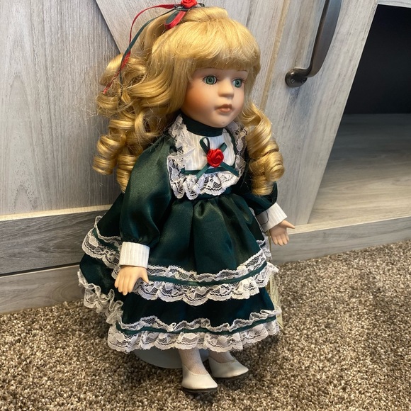 Soft Expressions 12” Genuine Fine Bisque Porcelain Doll Christmas - Picture 6 of 11